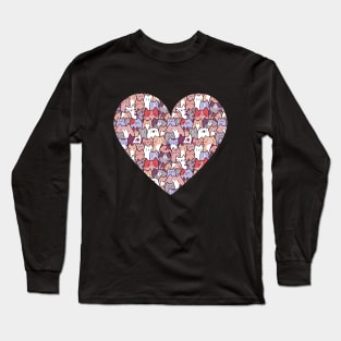 Cute cat pattern in a heart Long Sleeve T-Shirt